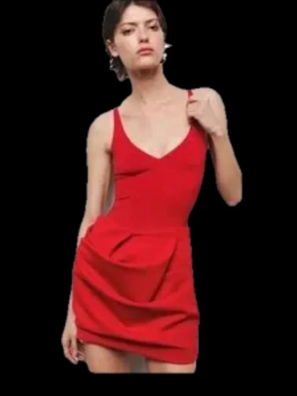 Zara Red Draped Mini Skirt